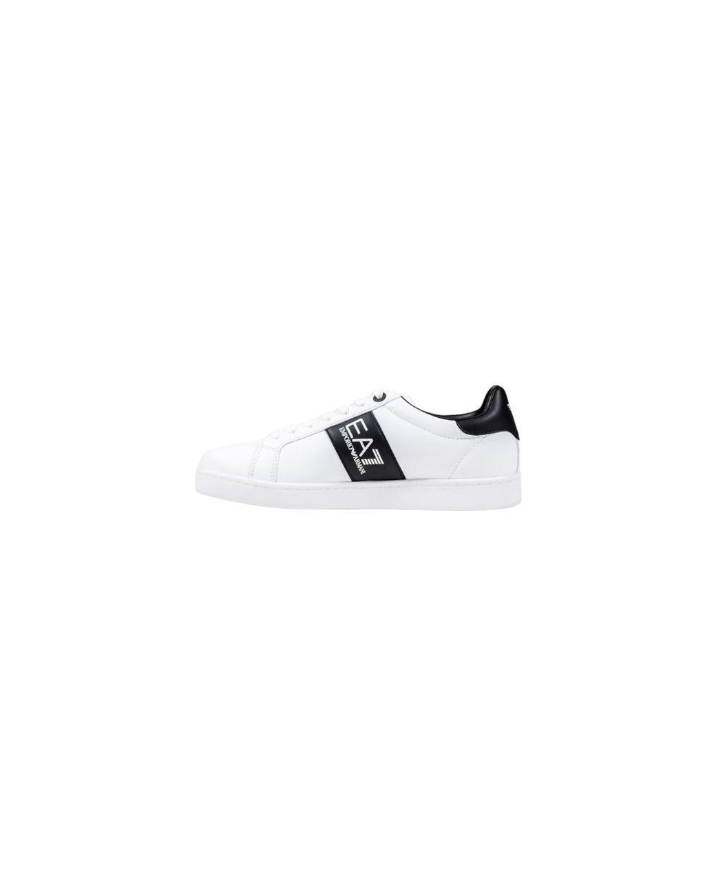 EA7 Black And White Leather Low Top Sneakers for men