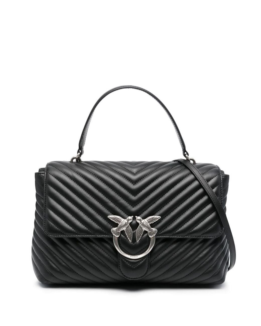 Pinko Gray Love Birds Plaque Shoulder Bag