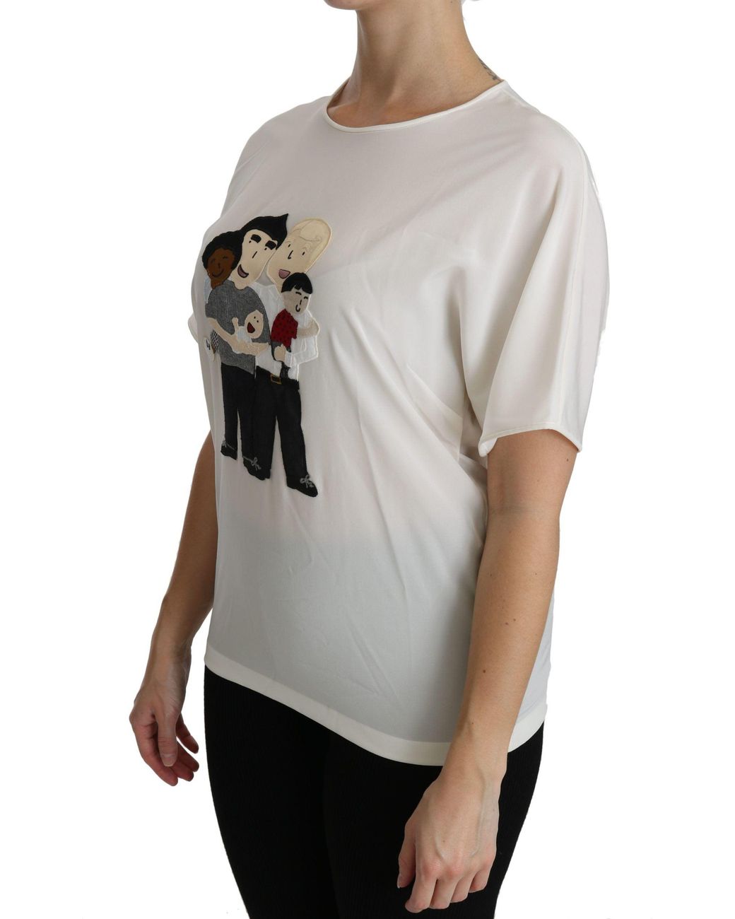 Dolce & Gabbana White #dgfamily Patch Short Sleeve Blouse Top