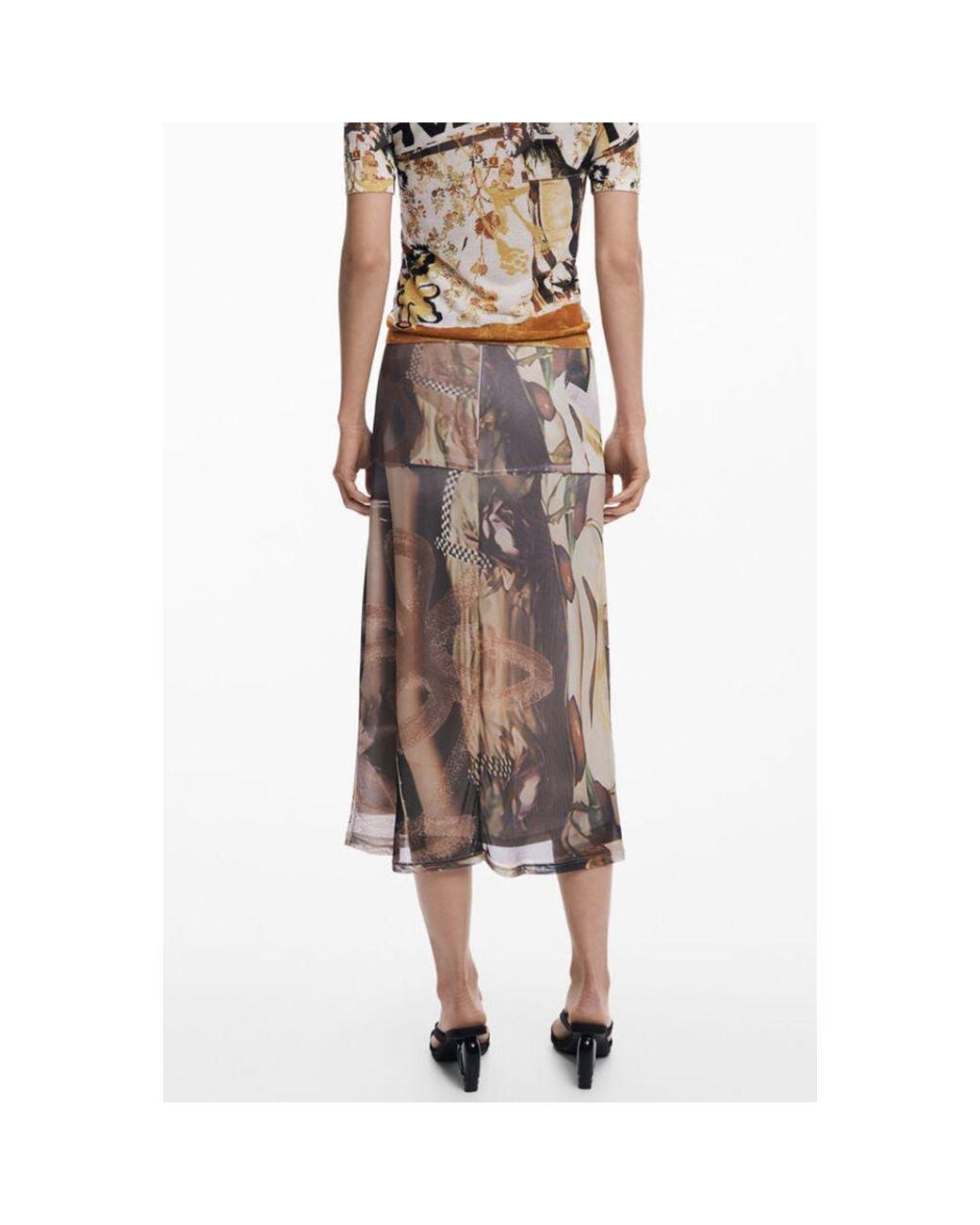 Desigual Multicolor Beige Polyester 's Skirt