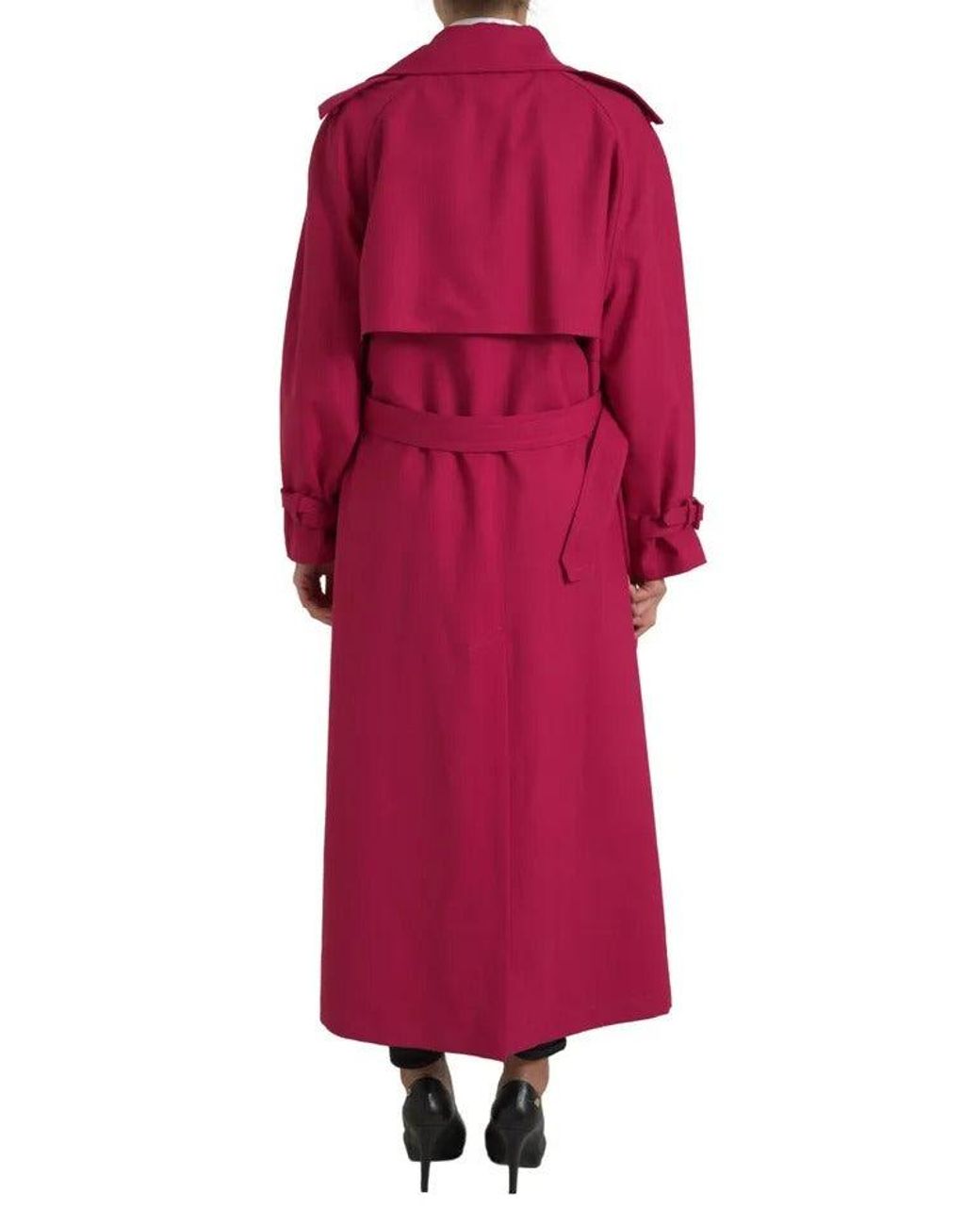 Dolce & Gabbana Red Dark Double Breasted Trench Coat Jacket