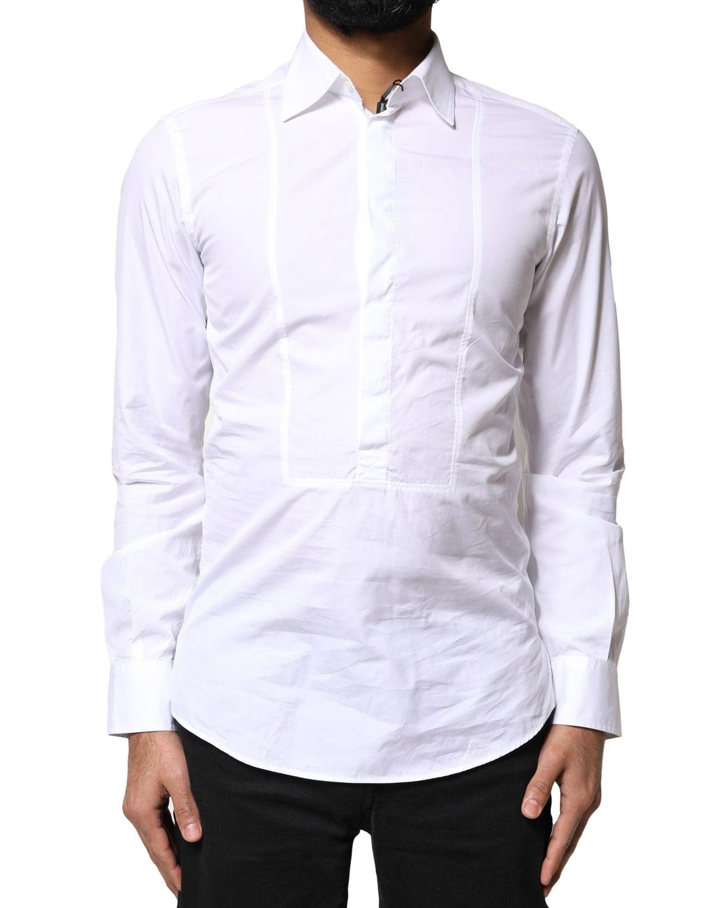 Dolce & Gabbana White Cotton Long Sleeves Formal Dress Shirt for men