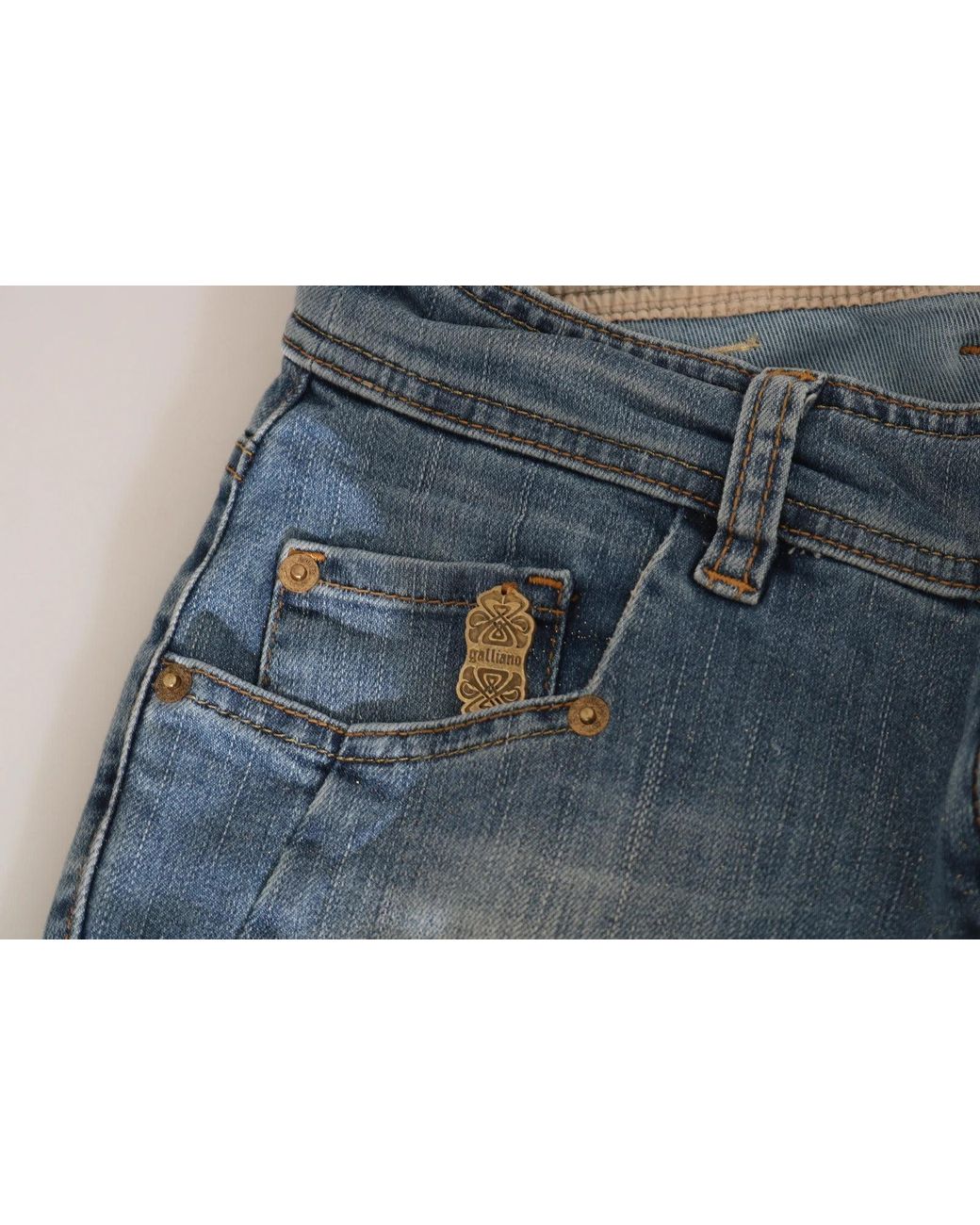John Galliano Blue Washed Mid Waist Skinny Casual Denim Pants