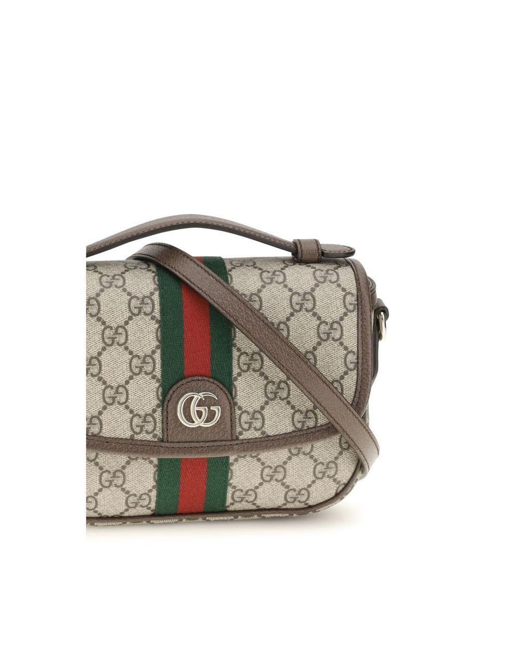Gucci Gray Handbag Small Ophidia Gg Canvas Fabric Handbags