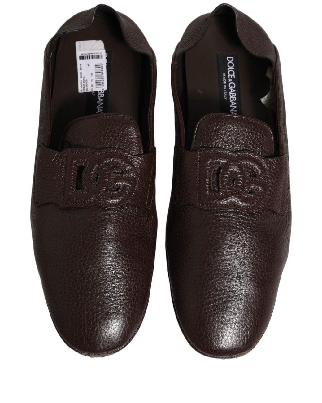 Dolce & Gabbana Gray Brown Deerskin Leather Driver Loafers Shoes for men