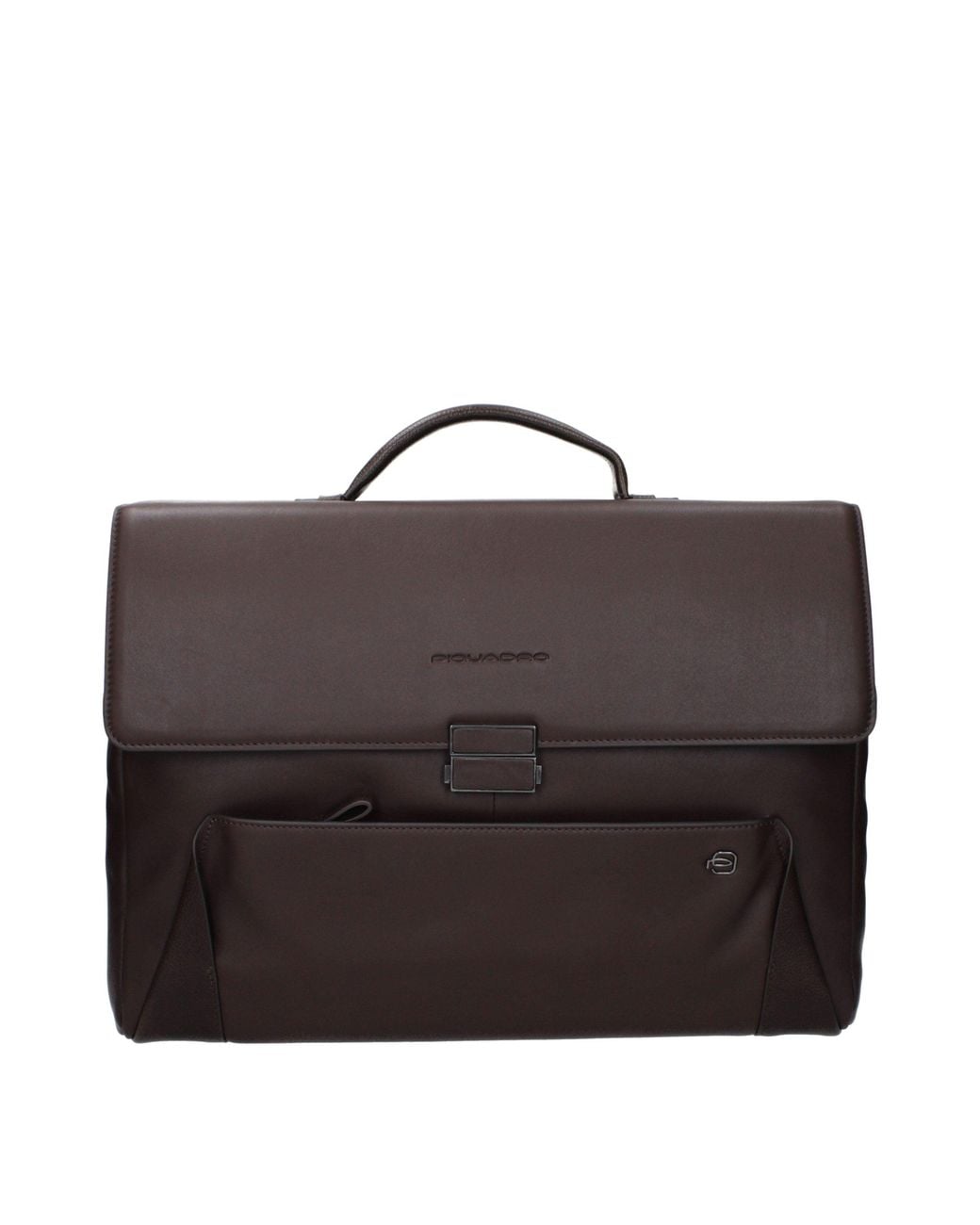 Piquadro Black Brown Leather Business And Laptop Bag for men