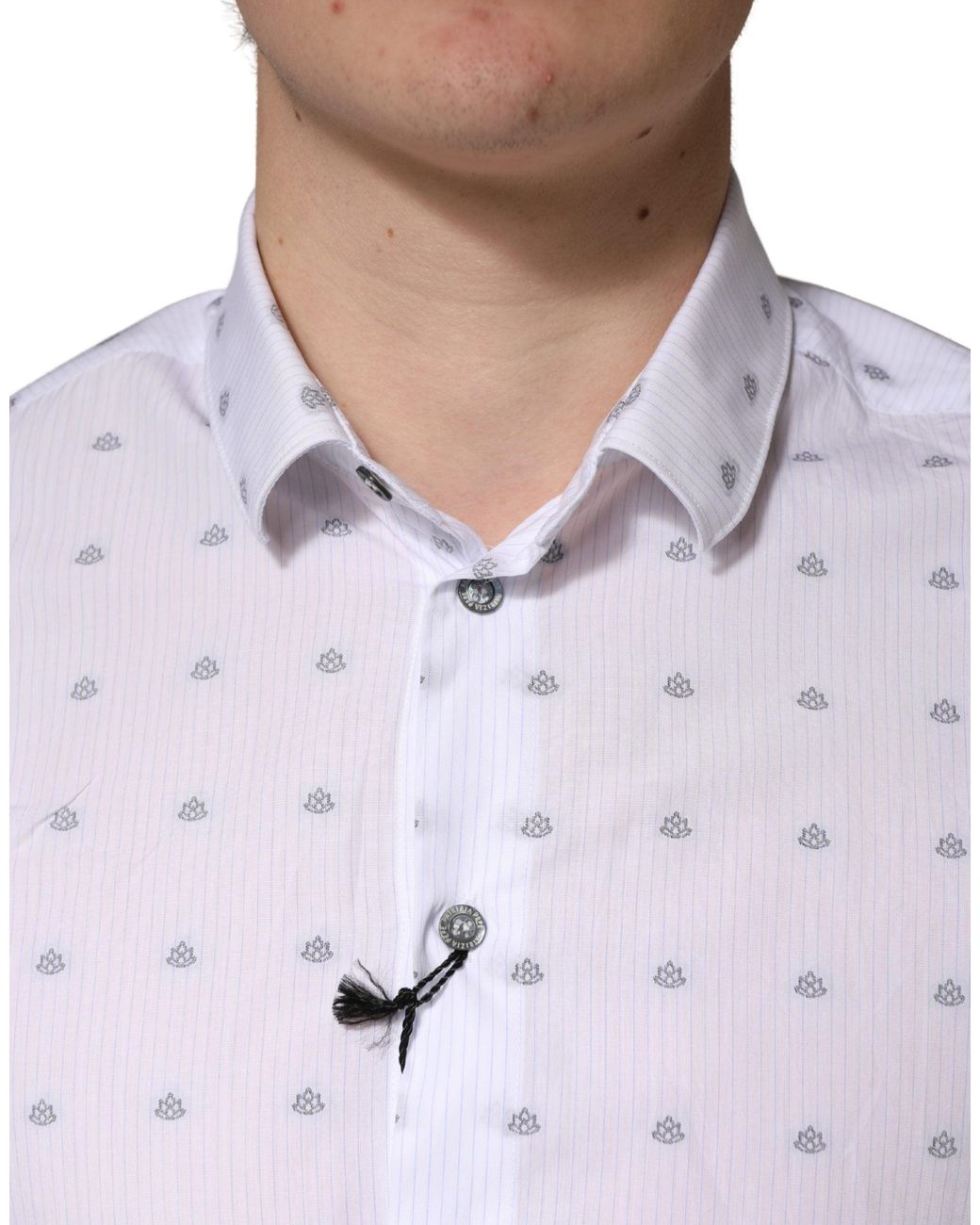 Patrizia Pepe White Cotton Slim Fit Collared Dress Shirt for men