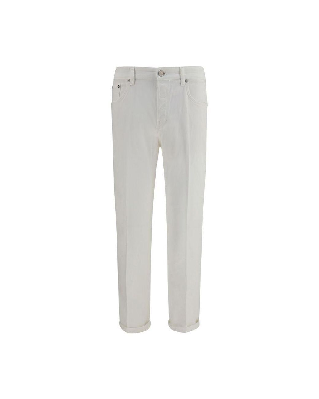 PT Torino Gray White Cotton Slim Fit Jeans for men