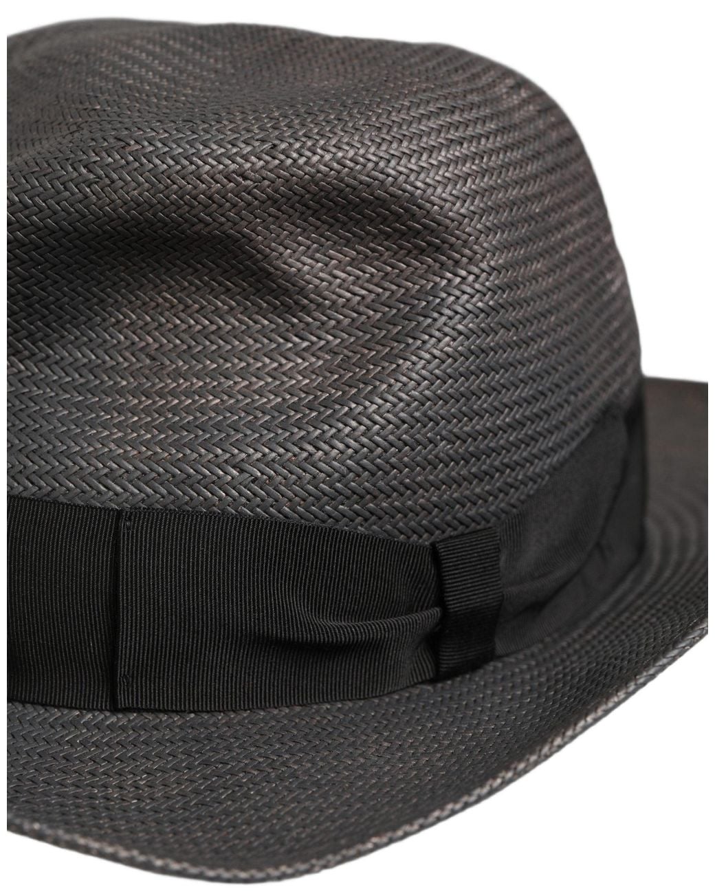 Dolce & Gabbana Men Gray Paper Woven Wide Brim Fedora Hat for men
