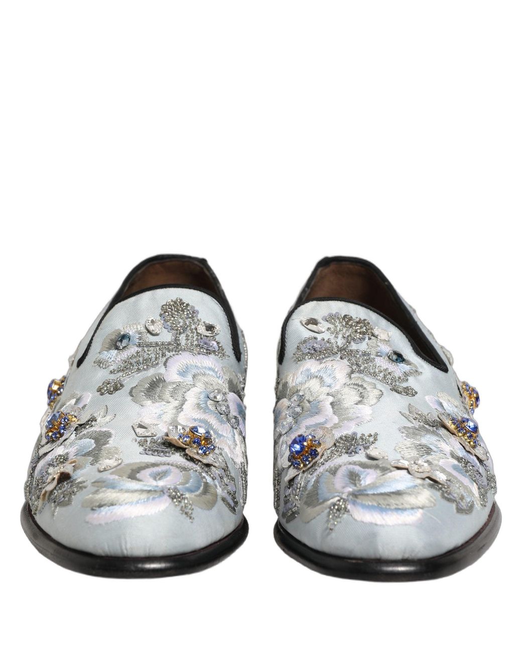 Dolce & Gabbana White Floral Embellished Men Loafers Shoes for men