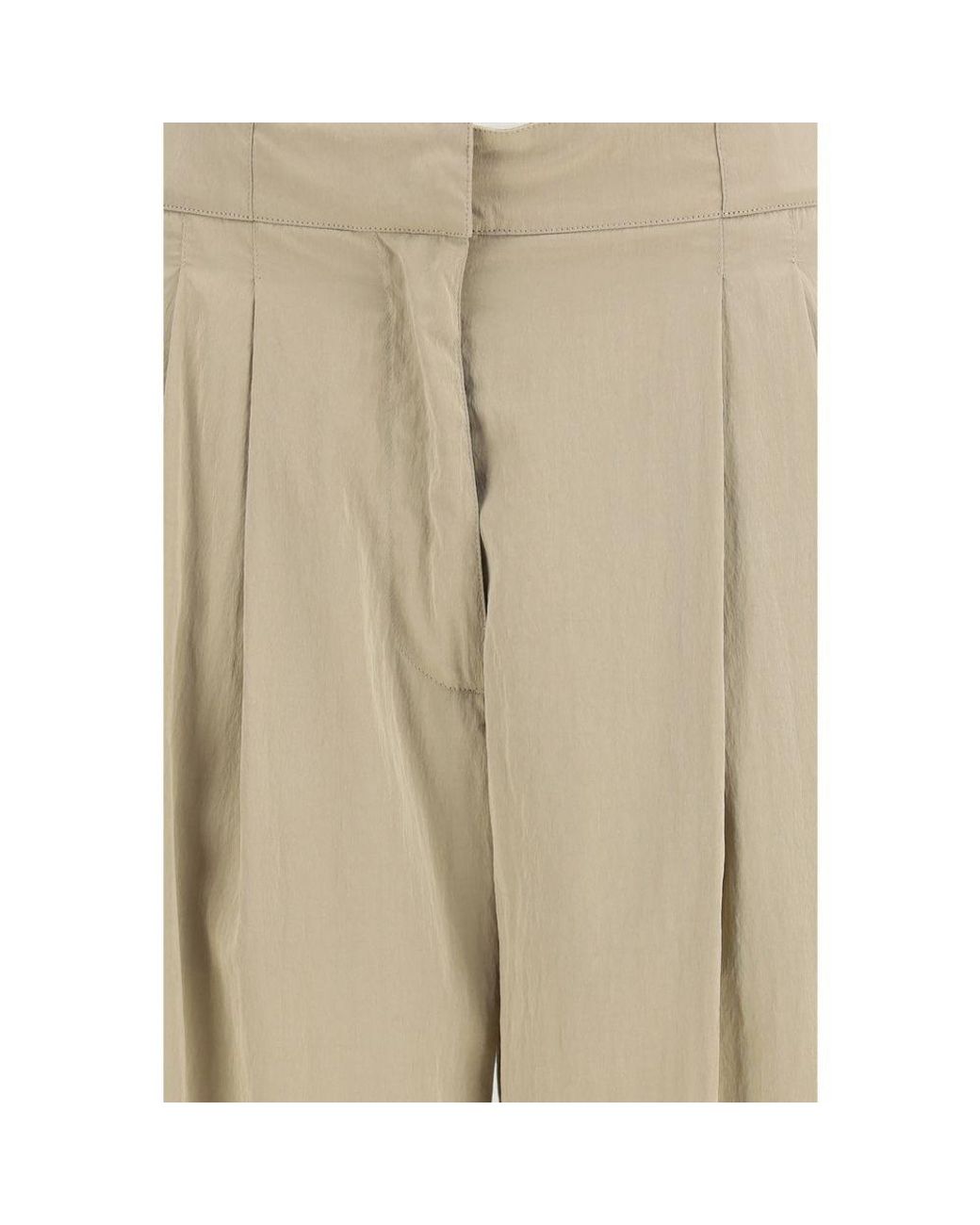 The Row Natural Beige Silk Casual Pants