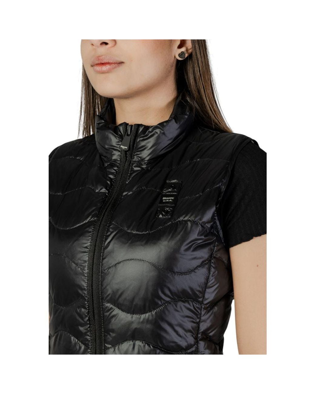 Blauer Black Polyamide Sleveless Jacket
