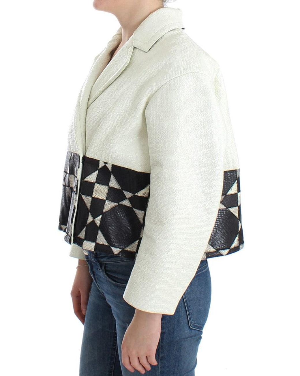 Andrea Pompilio White Cropped Leather Jacket