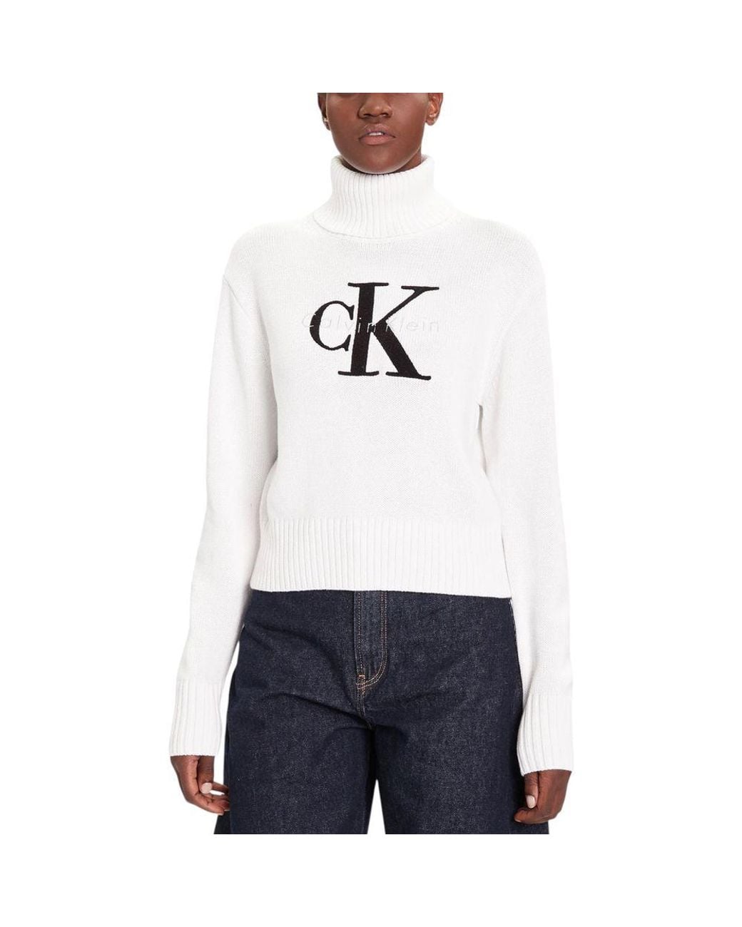 Calvin Klein White Cotton Turtleneck