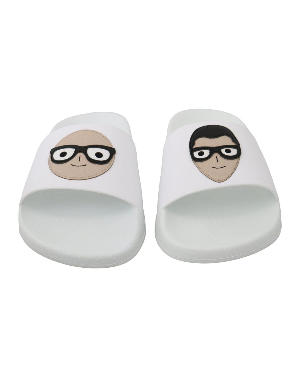 Dolce & Gabbana White Leather #dgfamily Slides Shoes Sandals