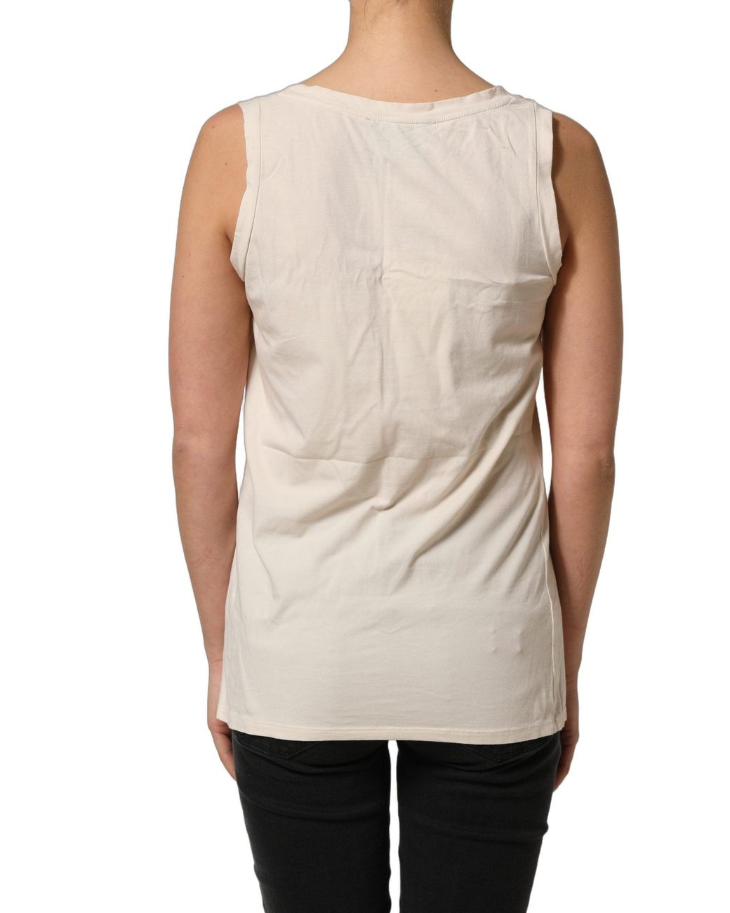 Aniye By Natural Beige Viscose Sleeveless Round Neck Tank Top