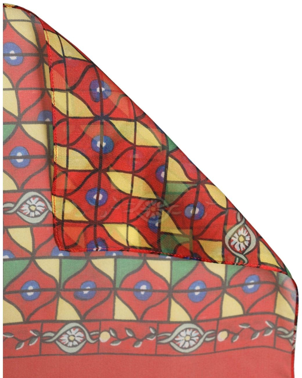 Dolce & Gabbana Red Silk Geometric Print Shawl Stole Scarf