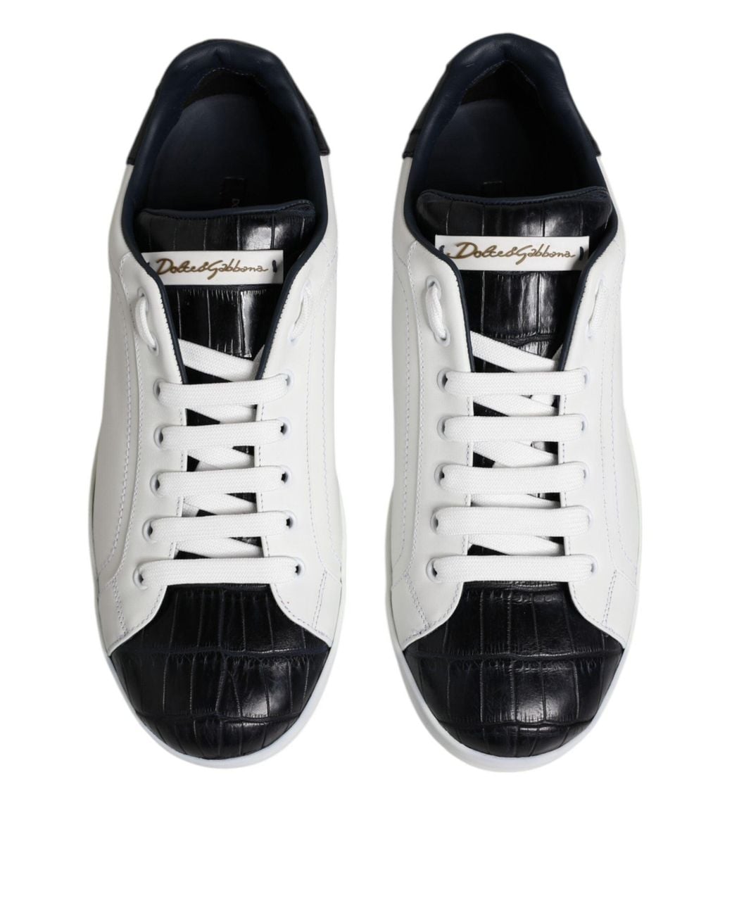 Dolce & Gabbana Multicolor White Black Leather Portofino Sneaker Shoes for men