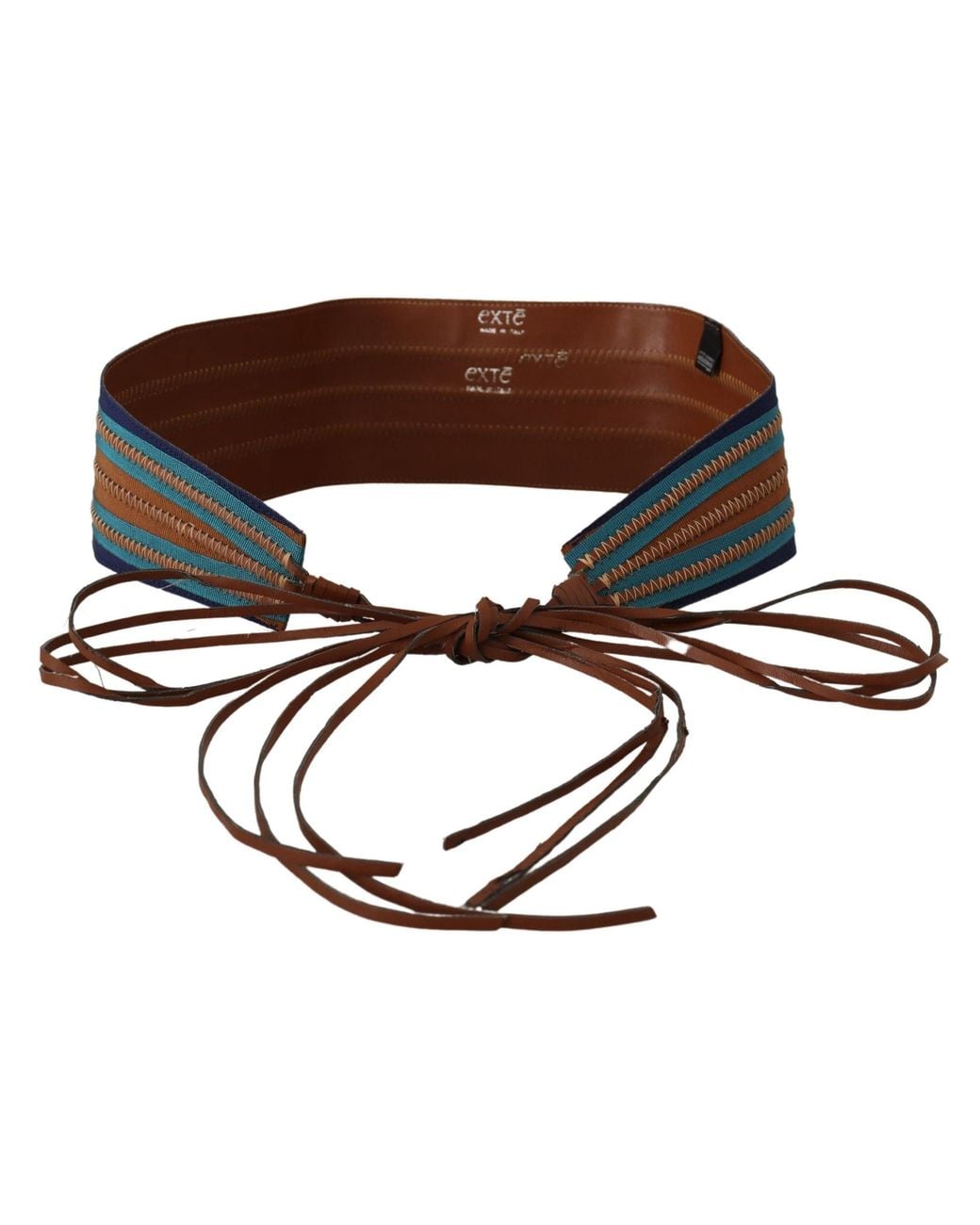 Exte Blue Exte Leather Wide Waistband Tie Fastening Belt