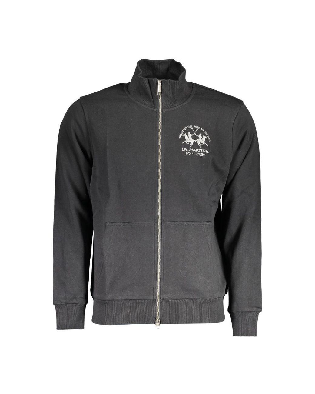 La Martina Black Cotton Sweater for men