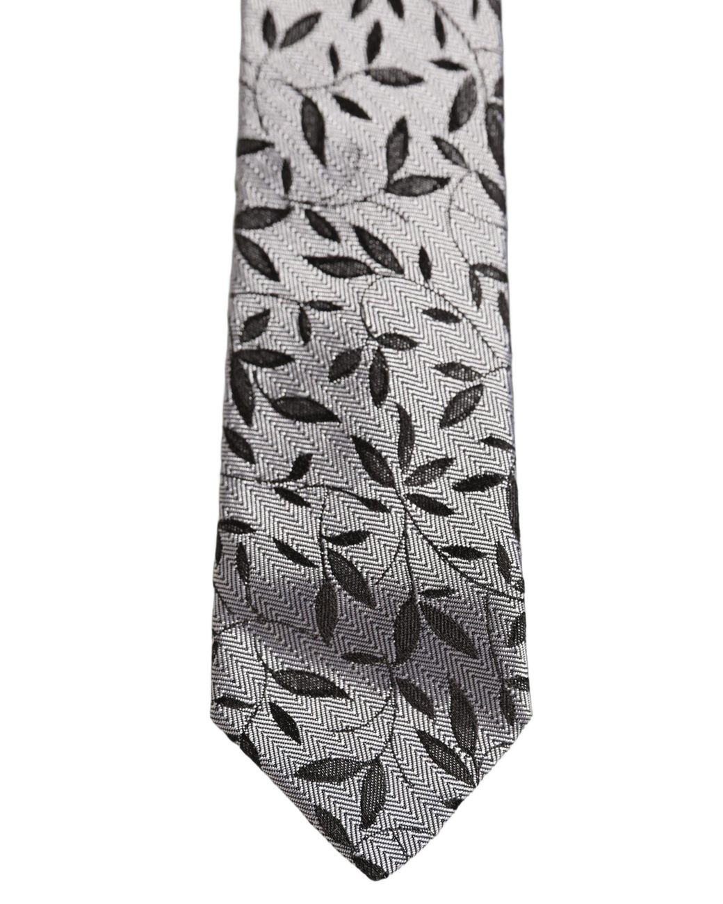 Dolce & Gabbana Gray Silk Leaf Pattern Adjustable 'Sd Neckmen's Tie for men