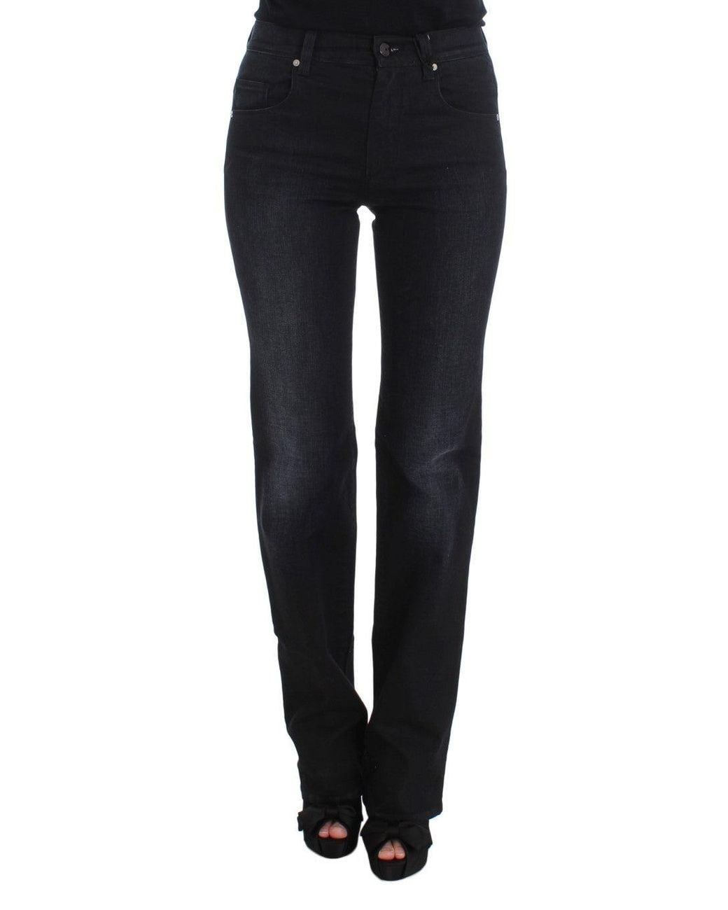 Ermanno Scervino Black Cotton Blend Slim Fit Bootcut Jeans