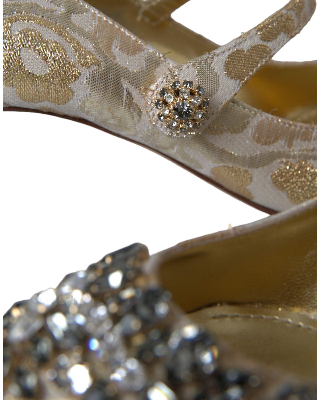Dolce & Gabbana Metallic Jacquard Crystal Mary Janes Pumps Shoes