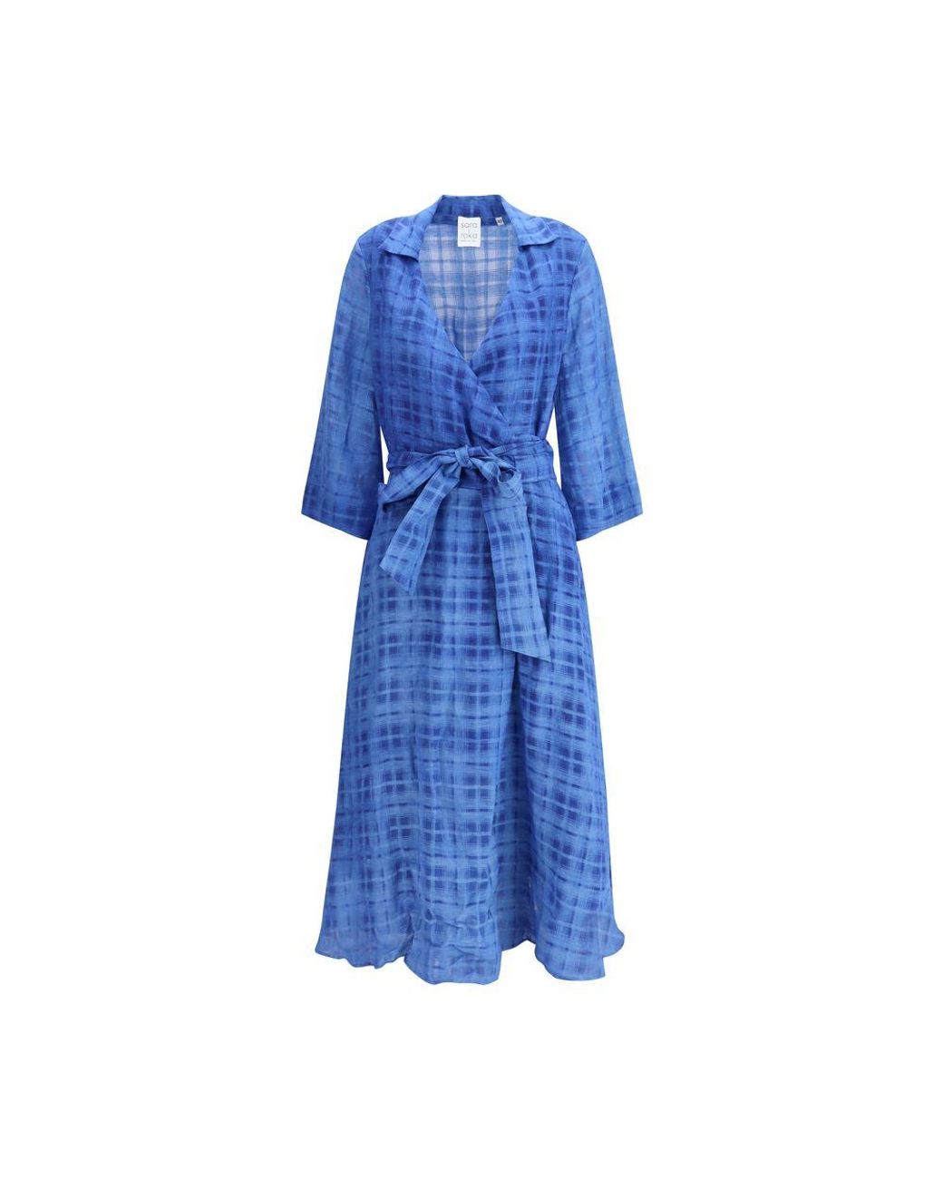 【SARA ROKA】Check chemisier Dress LAPIS BLUE GINGHAM Sara Roka Check Chemisier Dress in Blue | Lyst