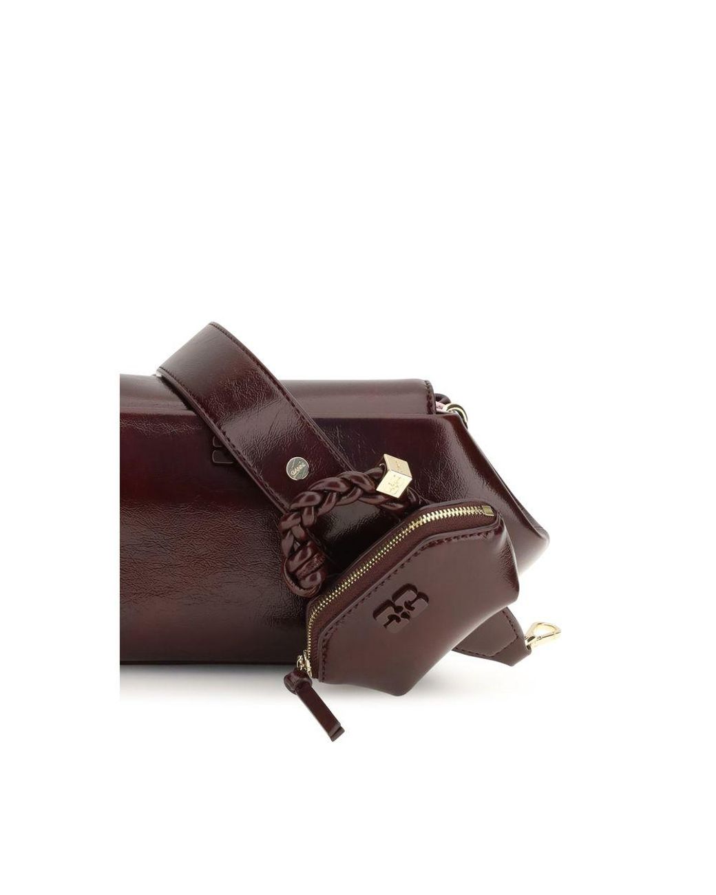 Ganni Brown Bordeaux Polyethylene Shoulder Bag