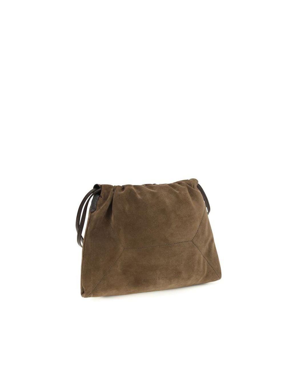 Brunello Cucinelli Brown Calf Leather Bos Taurus Shoulder Bag