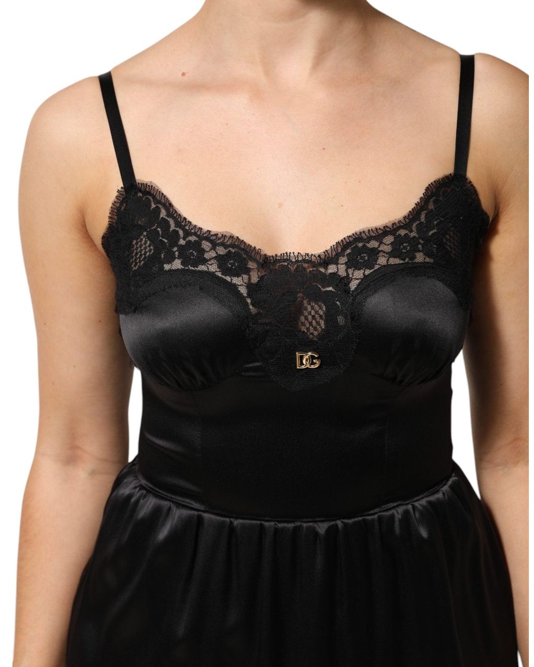 Dolce & Gabbana Black Lace Trimmed Slip Dress