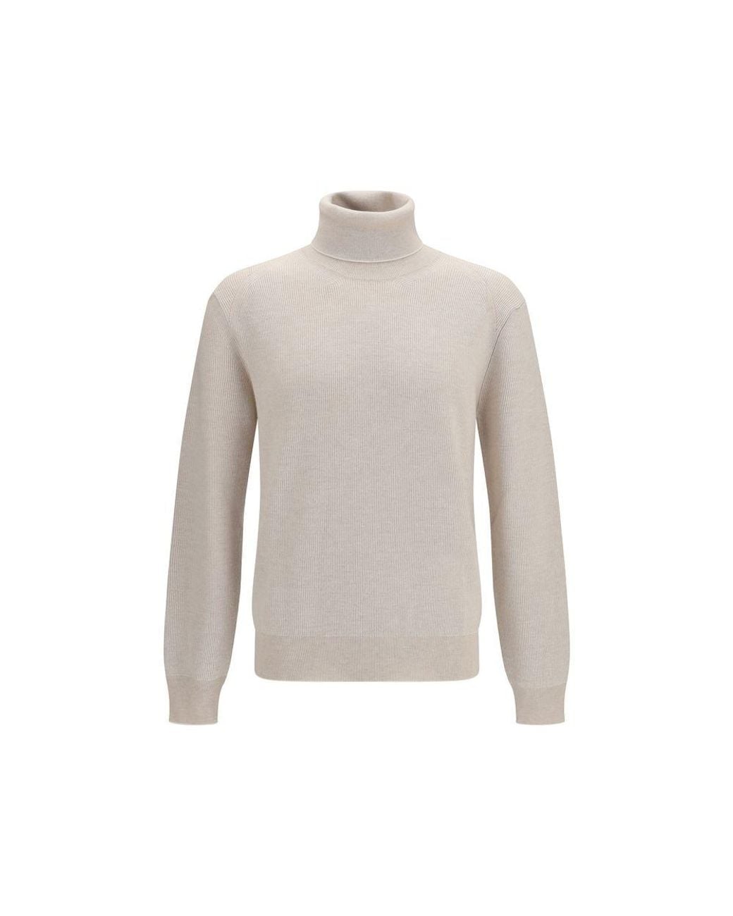 Brioni Gray Beige Cashmere Turtleneck for men