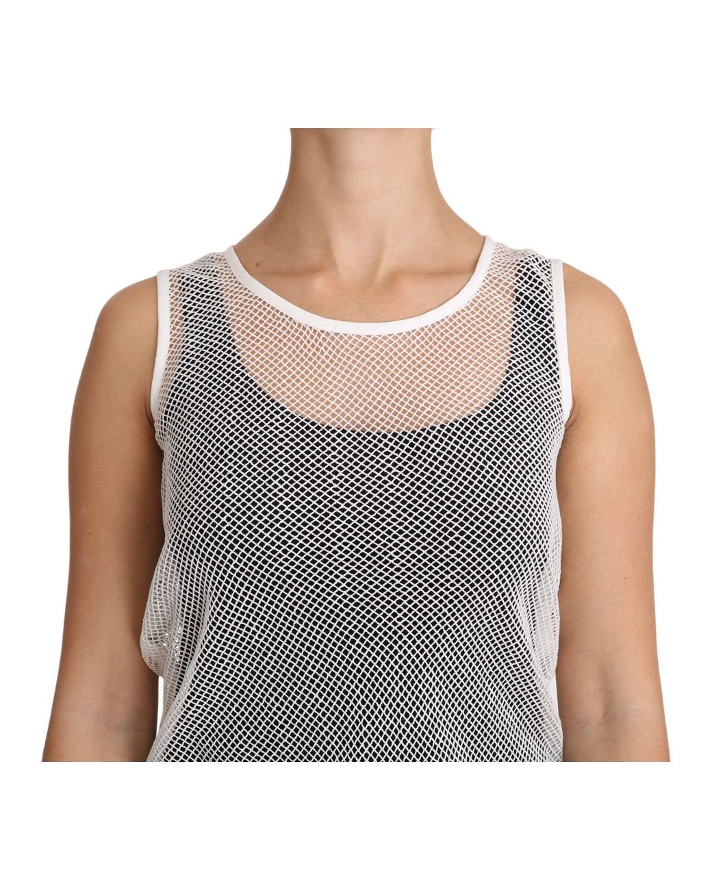 Dolce & Gabbana Gray Net Transparent Sleeveless Tank Top