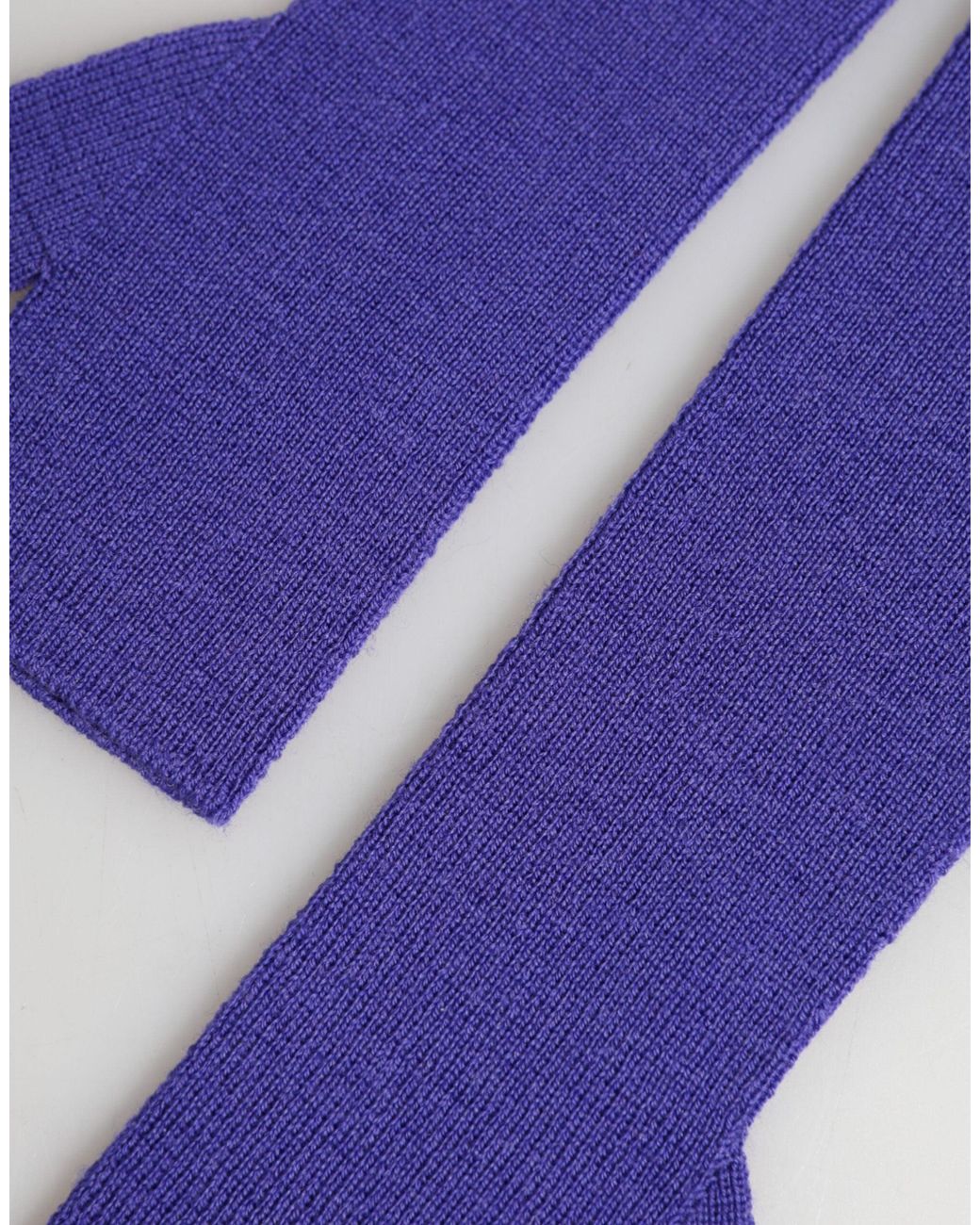 Dolce & Gabbana Blue Violet Wool Fingerless Elbow Length Mitten Gloves
