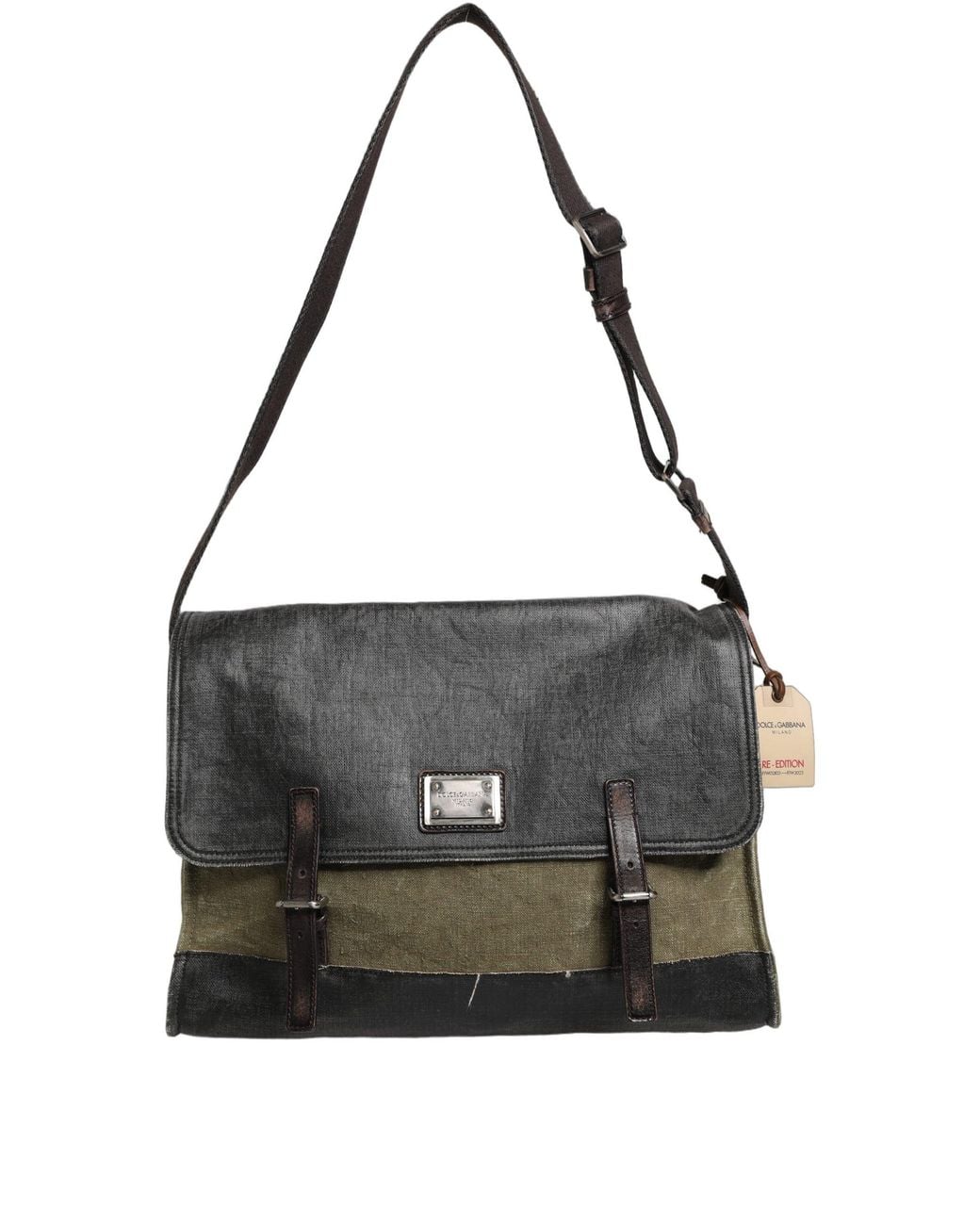 Dolce & Gabbana Gray Military Green Two Tone Messenger Shoulder Borse Men Bag for men