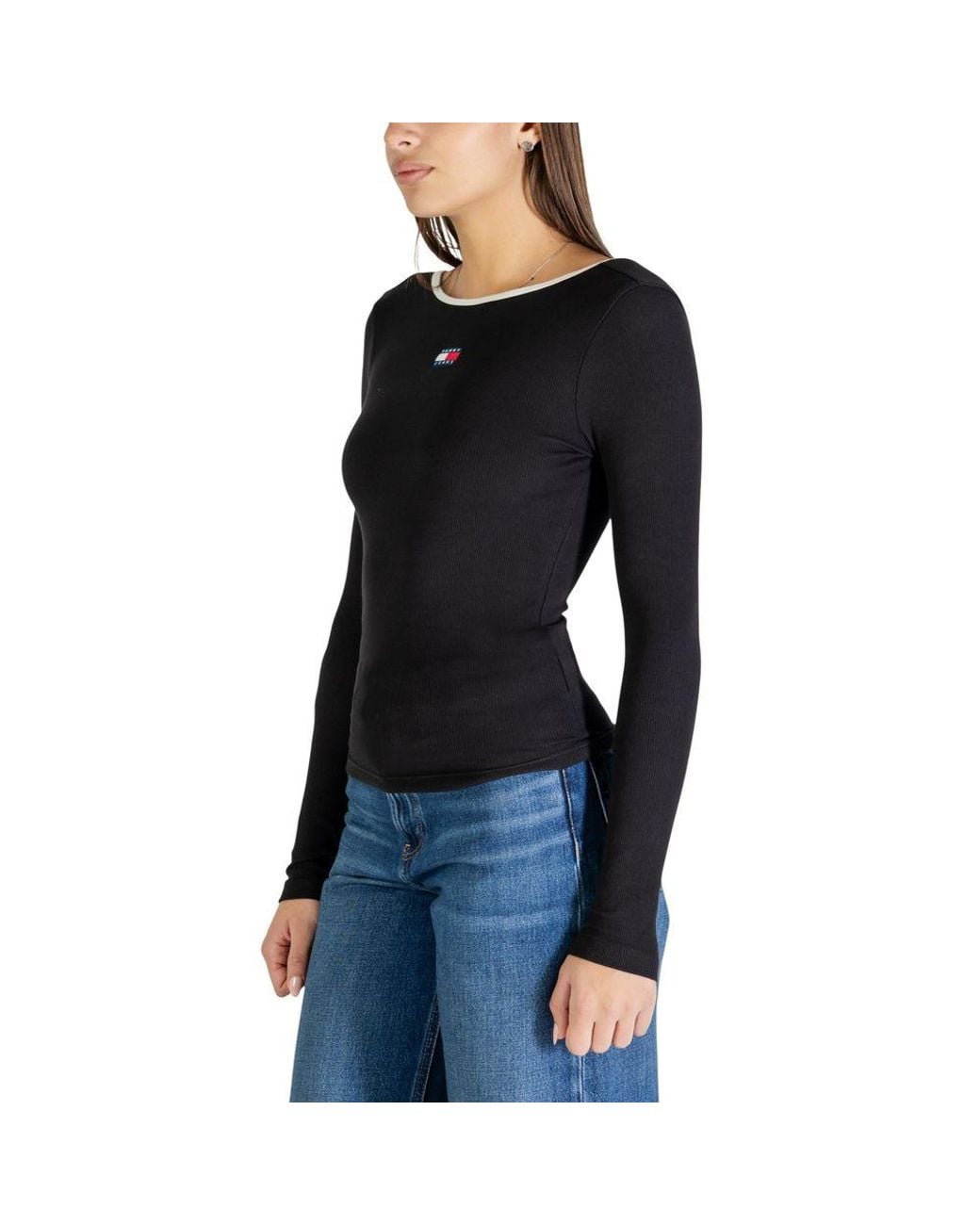 Tommy Hilfiger Black Recycled Cotton Long Sleeve T-Shirt