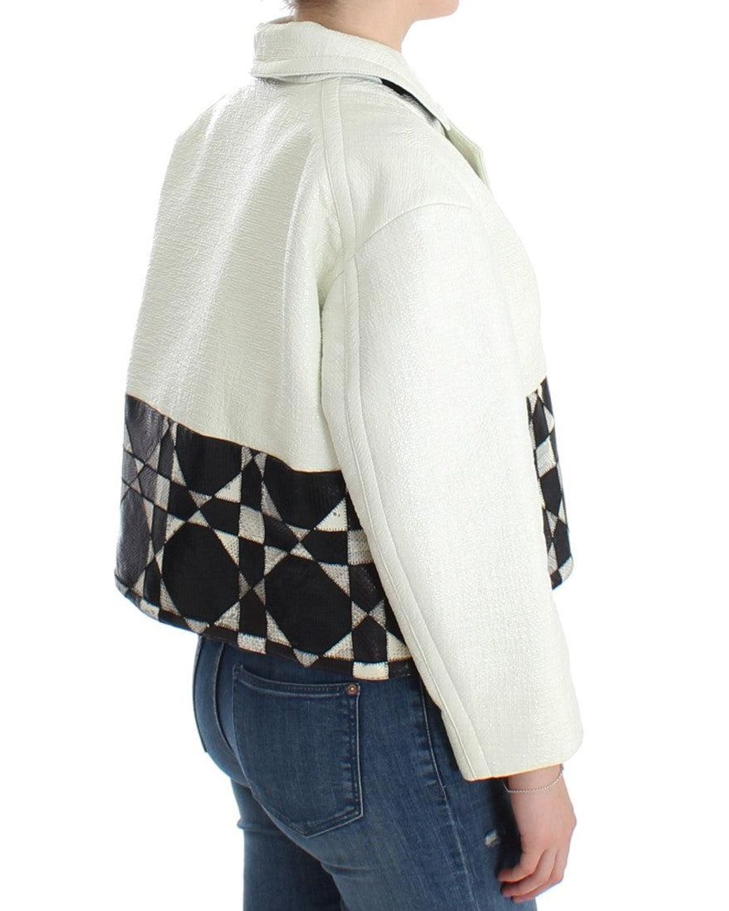 Andrea Pompilio White Cropped Leather Jacket