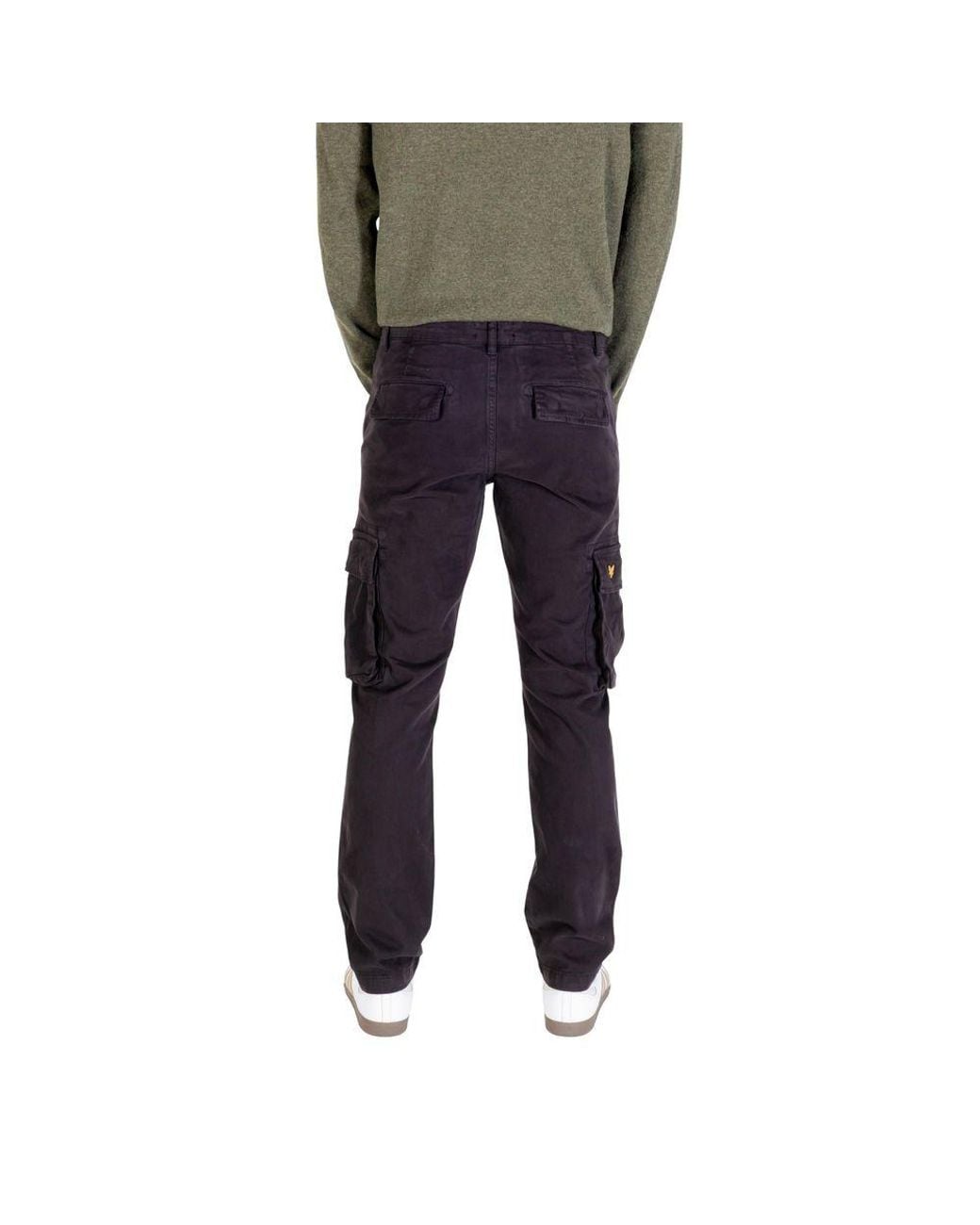 Lyle & Scott Blue Black Cotton Cargo Pants for men