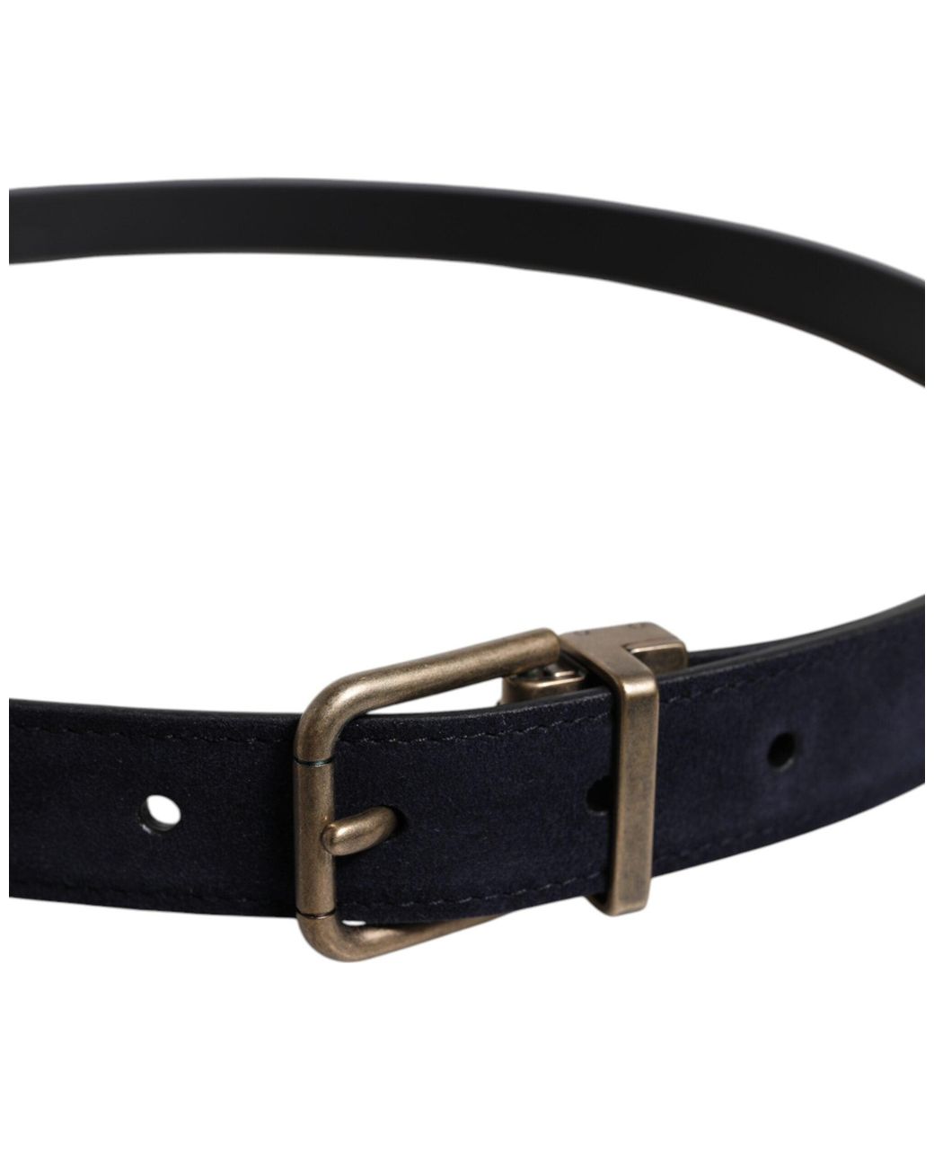Dolce & Gabbana Blue Goat Leather Metal Buckle Classic Belt for men