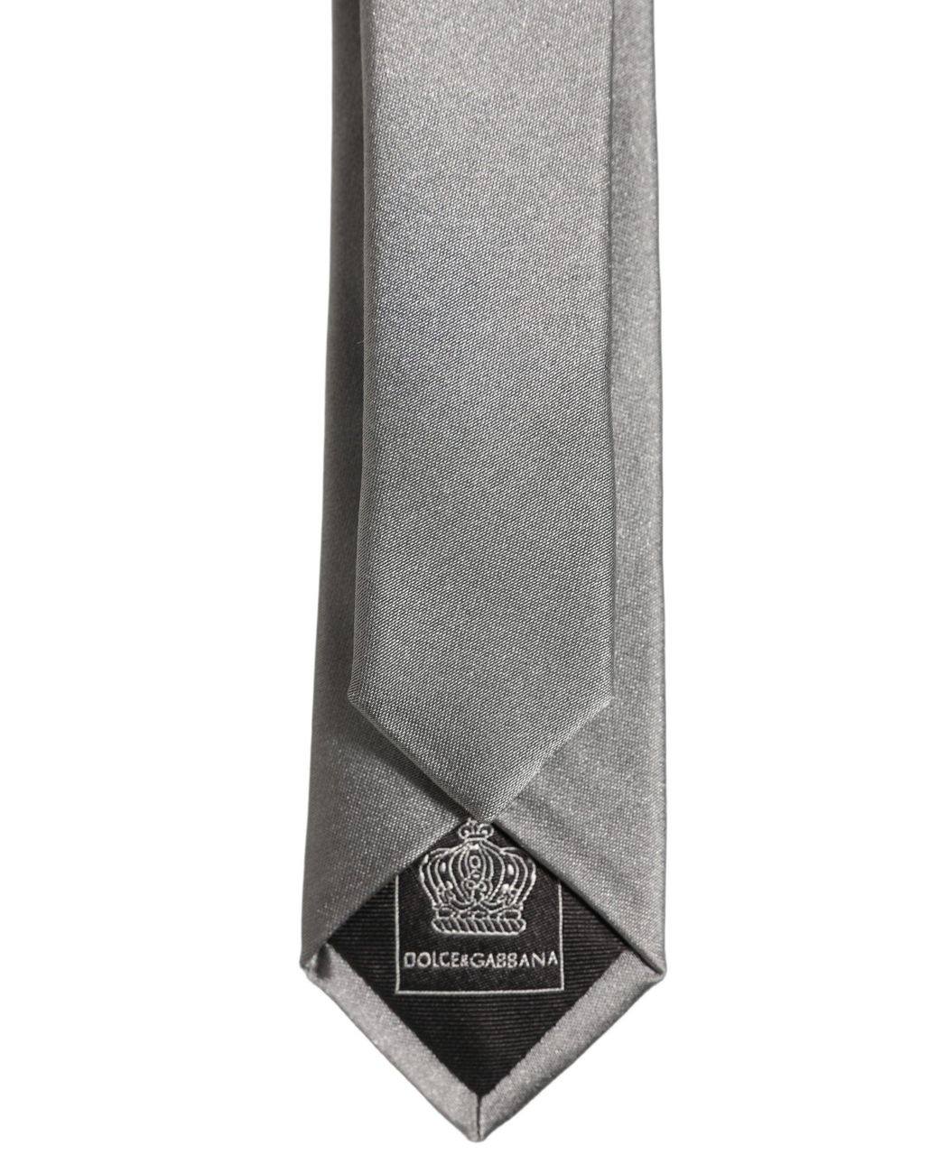 Dolce & Gabbana Gray Satin Silk Adjustable Tied Necktie Tie for men
