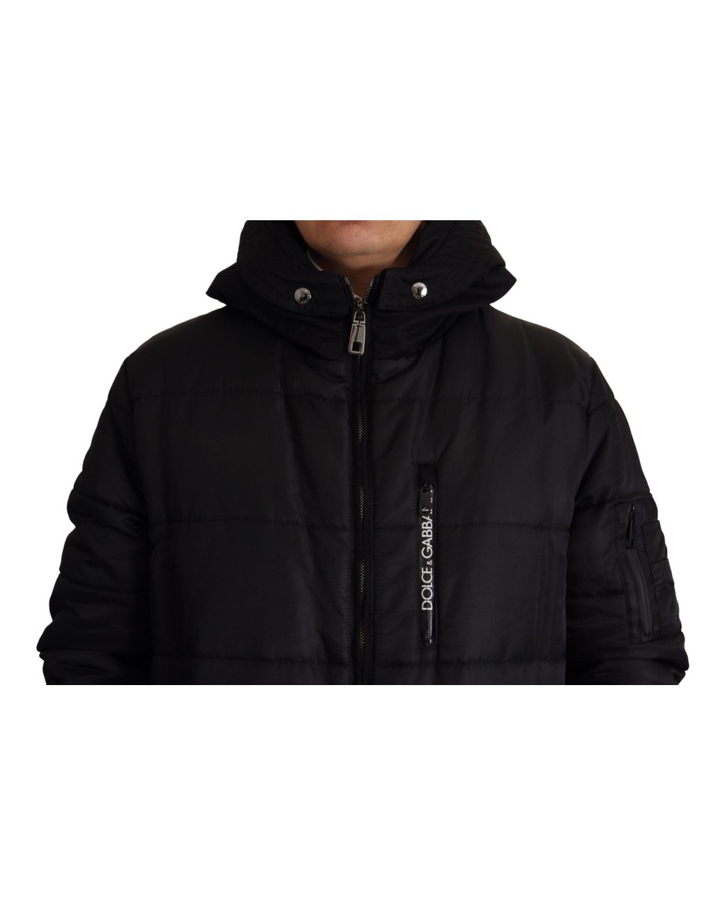 Dolce & Gabbana Black Nylon Hooded Parka Coat Winter Jacket for men