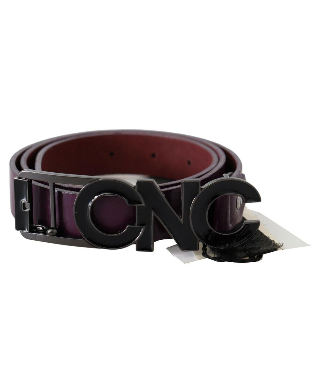 CoSTUME NATIONAL Black Brown Leather Large Logo Letter Buckle Belt