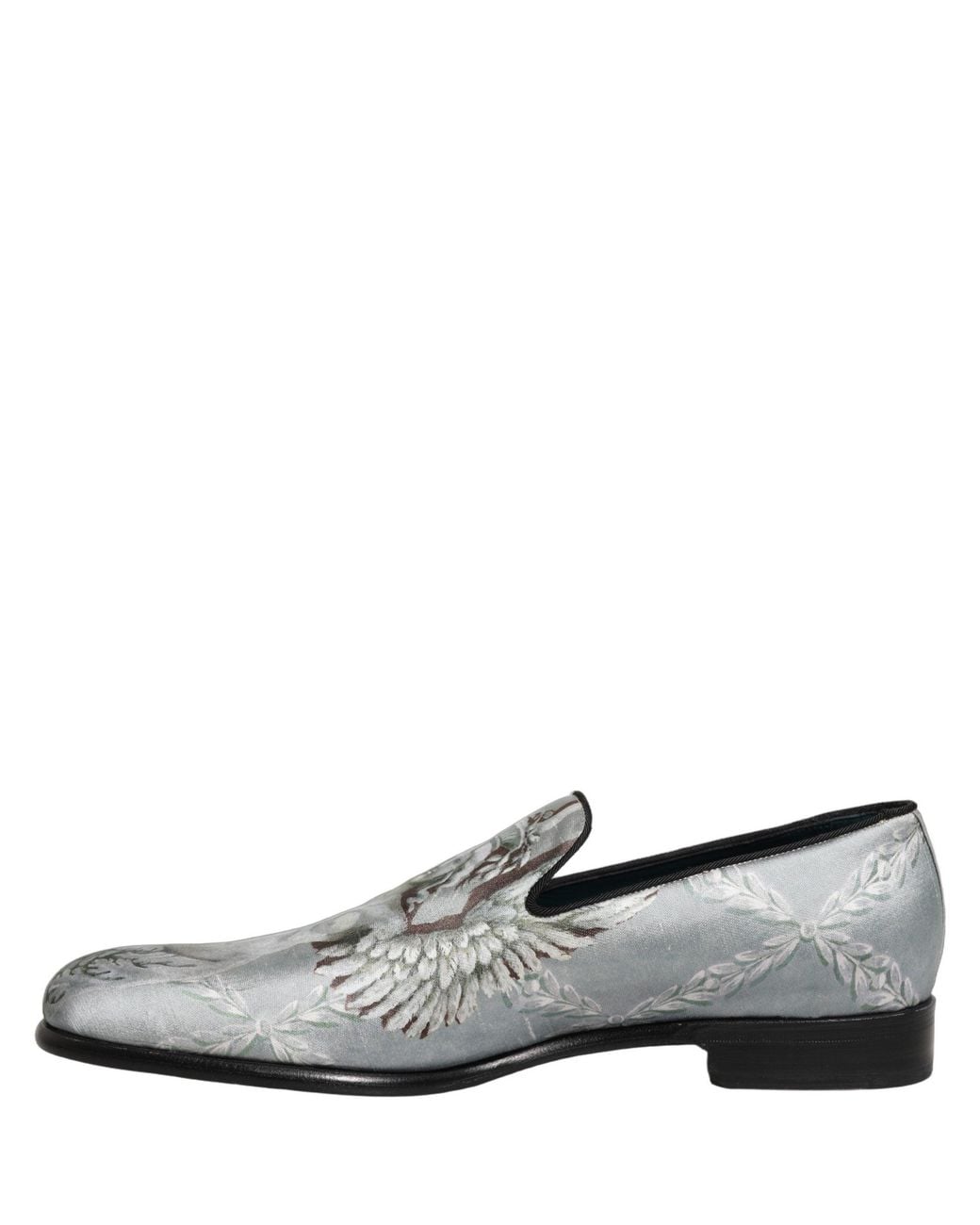 Dolce & Gabbana Gray Baroque Angel Velvet Men Loafers Shoes for men