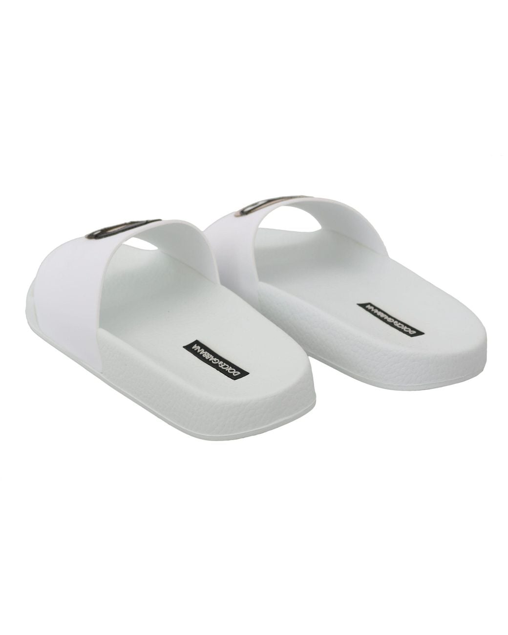 Dolce & Gabbana White Leather #dgfamily Slides Shoes Sandals