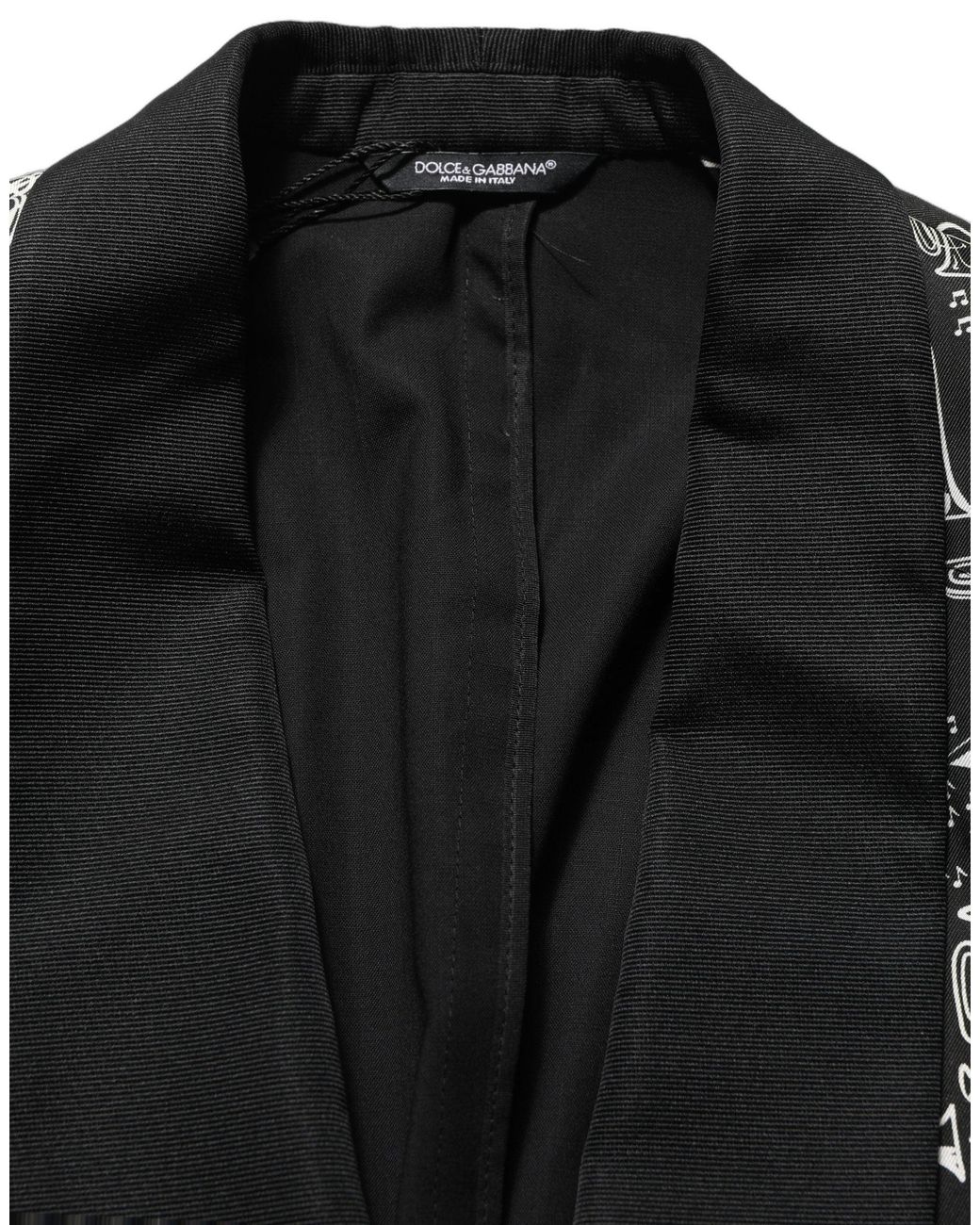 Dolce & Gabbana Black Crystal Embellished Coat Blazer Jacket for men