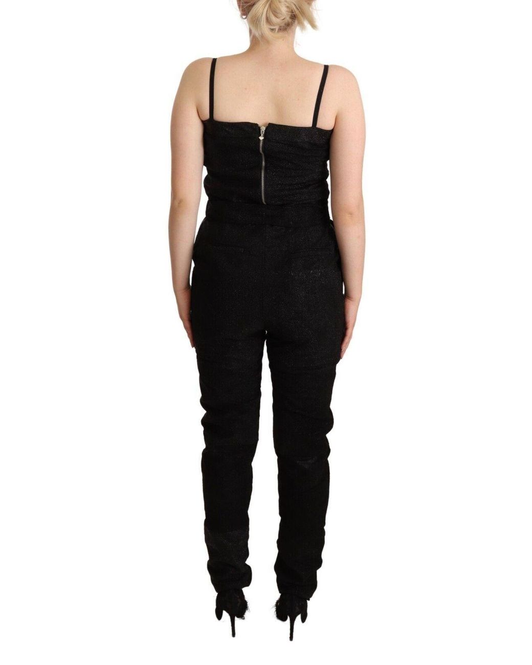 La Maison Du Couturier Black Spaghetti Strap Jumpsuit Dress