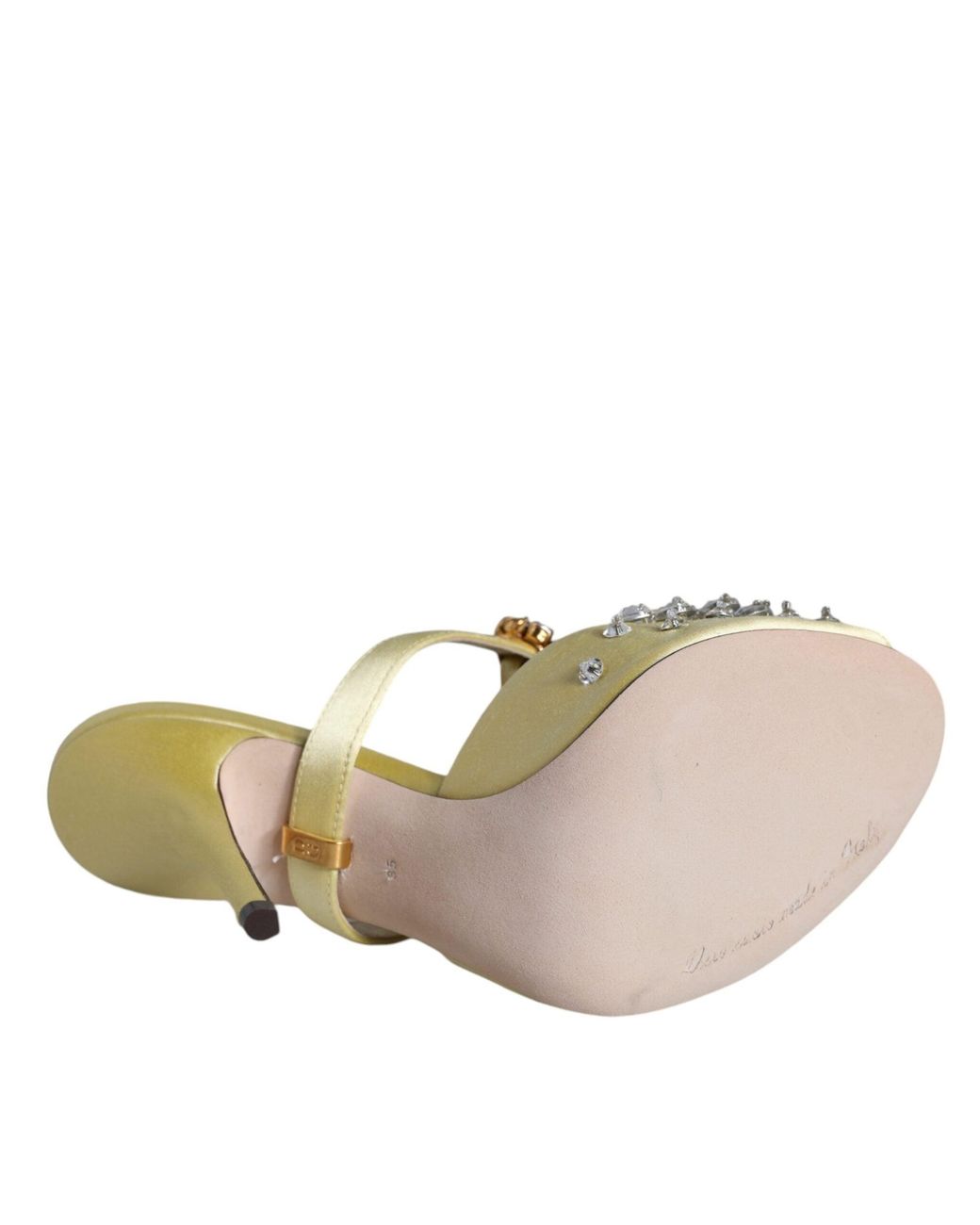 Dolce & Gabbana Metallic Mary Janes Satin Crystal Sandals Shoes