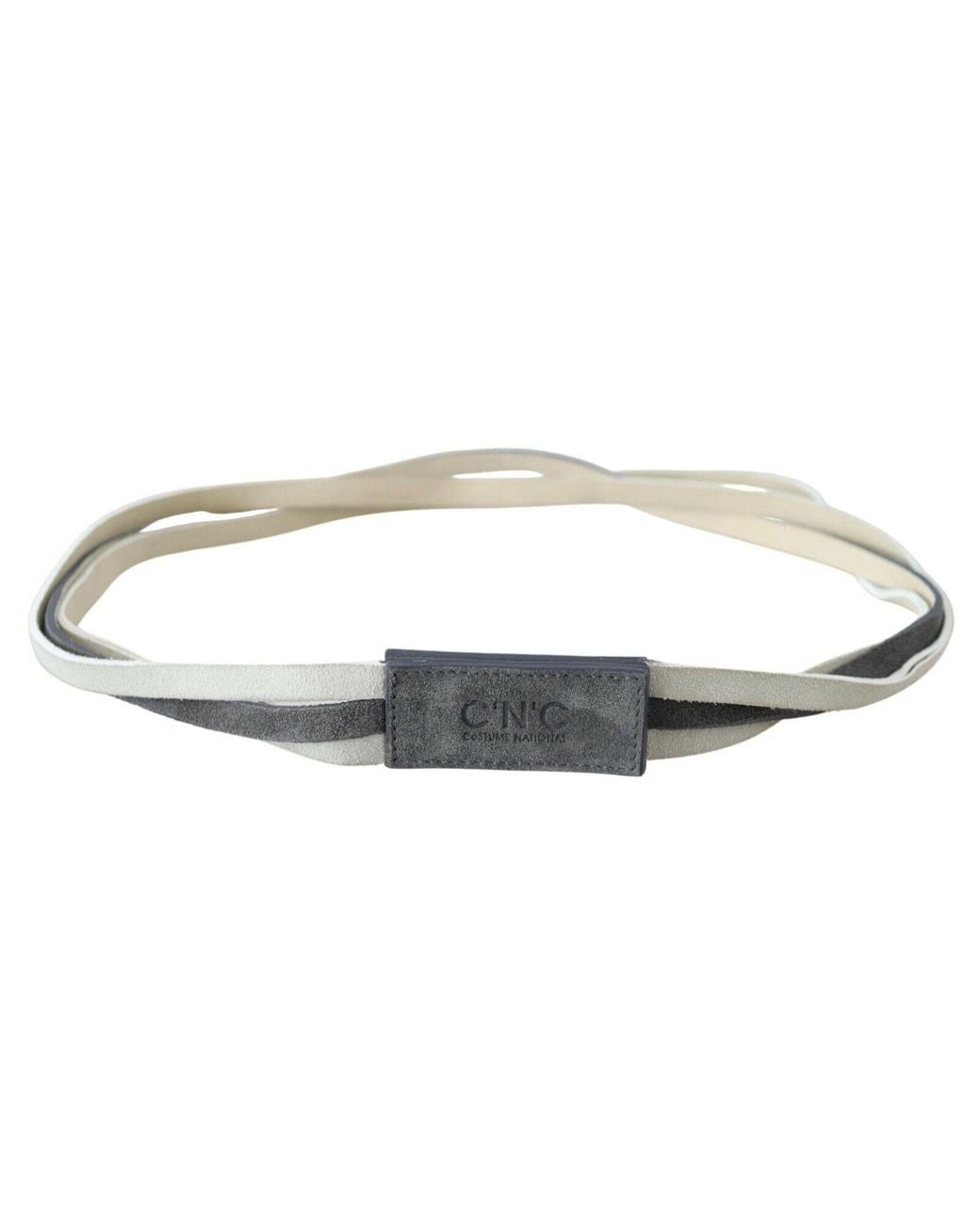 CoSTUME NATIONAL Gray White Velvet Square Logo Design Waist Belt
