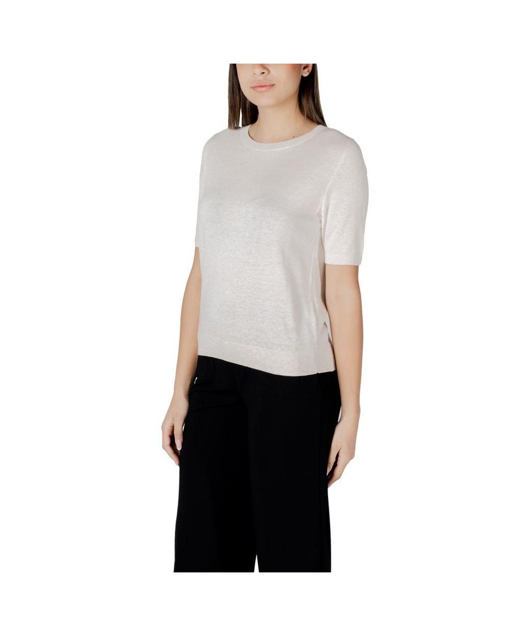 Street One White Beige Viscose Sweatshirt