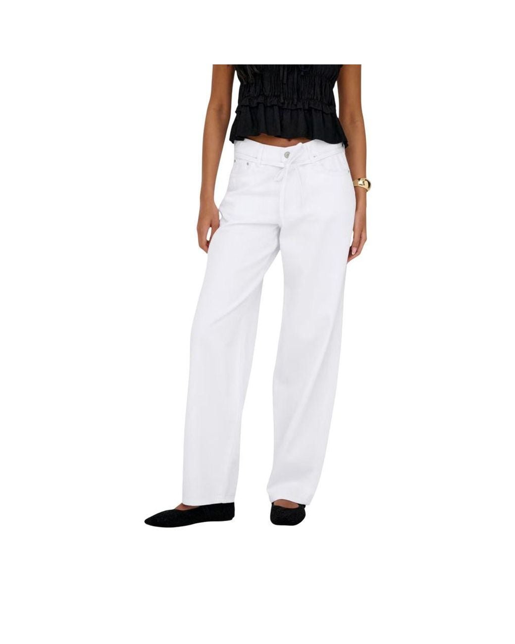 ONLY Black White Cotton Mom Jeans